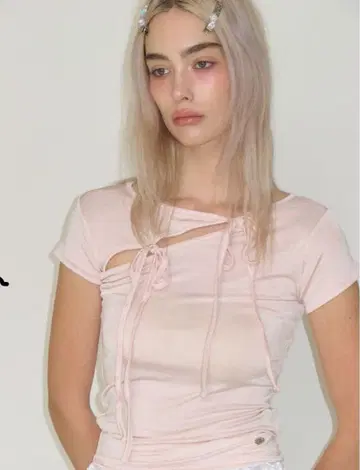 CRANK STRING SLIT TOP pink