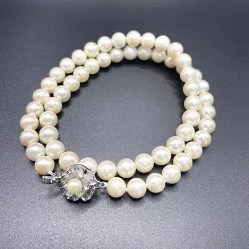 진주 7.0~7.2mm 펄 목걸이 silver 각인 42.8cm