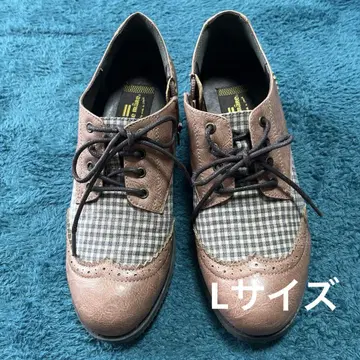마레마레 컴포트 슈즈 브라운 체크 무늬 L 사이즈