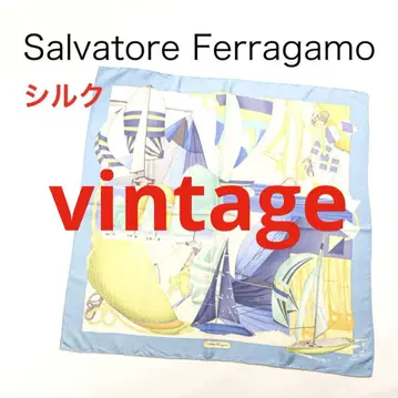 H2743F 빈티지 살바토레 페라가모 요트 패턴 대형 스카프