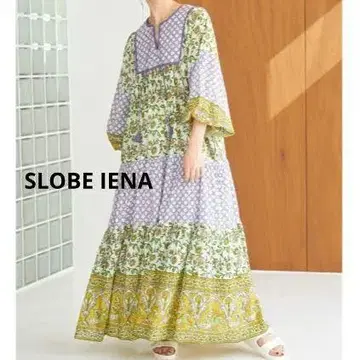 W5 SLOBE IENA 인도 패널 프린트 도킹 원피스 38