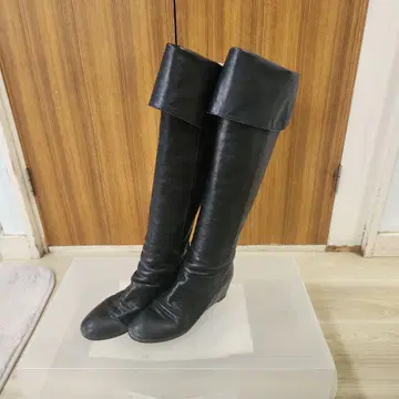 접이식 롱부츠 니하이 부츠 버클 포함 블랙