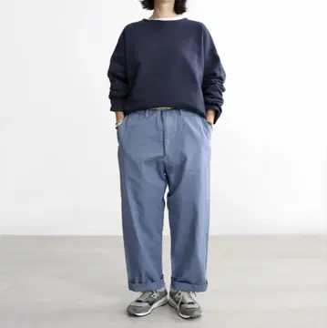 SALO 별주 A VONTADE 크롭 치노 팬츠 블루
