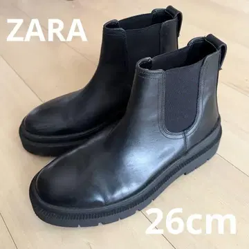 ZARA 블랙 사이드 고어 부츠 통굽 40 / 26cm