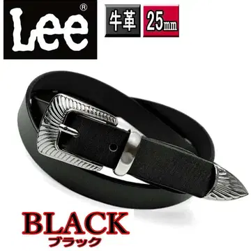 블랙 0599 LEE 3점 비죠 25mm 천연 가죽 내로우 벨트