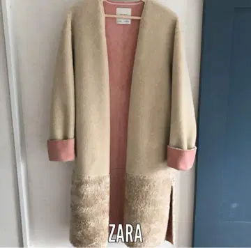ZARA 롱 코트 보아 코듀로이 핑크