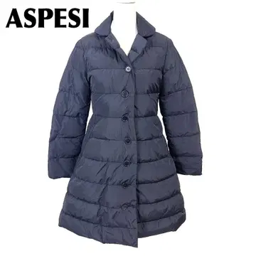 [ 새상품급 ] ASPESI A라인 다운 롱 코트 버튼 M 네이비