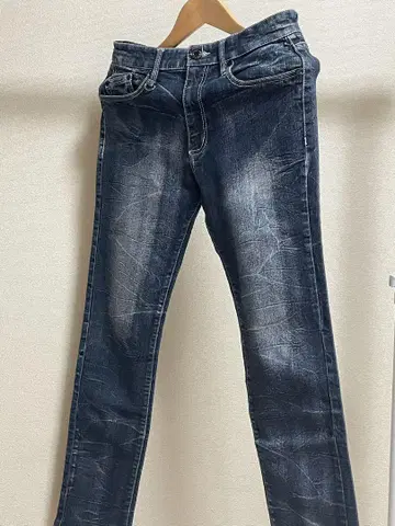 데미지 가공 다크 블루 데님 팬츠 허리 76