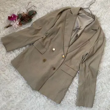 TONAL 베이지 더블 브레스트 테일러드 자켓 38호(M) 골드 버튼