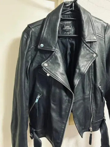ZARA 블랙 가죽 더블 라이더 자켓 M