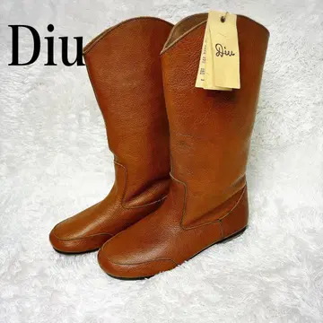 Diu 디우 미들 천연 가죽 롱 부츠