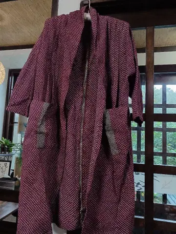 팥색 순수 실크 쥐색 겉옷 겉옷 가디건