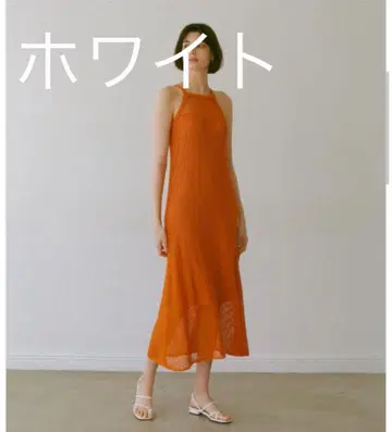 rielle riche 슬리브리스 메쉬 니트 원피스 화이트