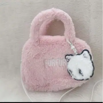 FURFUR 스퀘어 보스턴 백 숄더백 에코 퍼 핑크