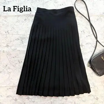 [ La Figlia ] 쉬폰 롱 플리츠 스커트 블랙 포멀