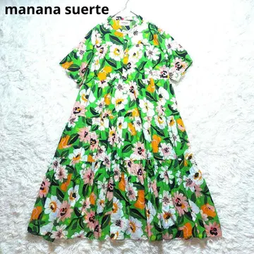 마냐나스 엘 테레사 꽃무늬 맥시 길이 롱 플레어 원피스 노카라