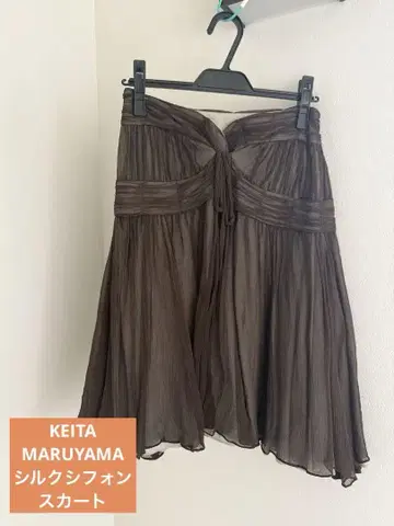 KEITA MARUYAMA 실크 쉬폰 스커트 무릎 기장