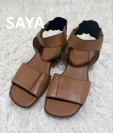 미사용급 SAYA 사야 가죽 스트랩 샌들 천연 가죽 브라운 24.0cm