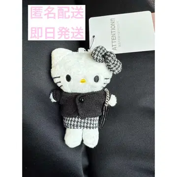 로리즈팜 헬로키티 트위드 체크 키링 블랙