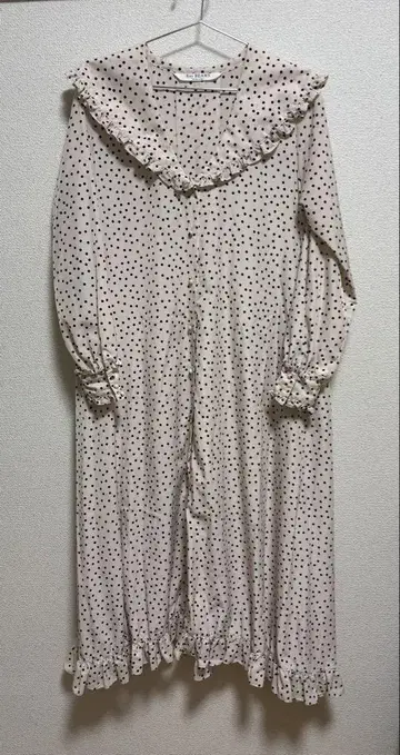 Ray BEAMS 도트 무늬 프릴 빅 칼라 원피스 금 부족 SALE