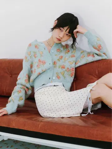 LILY BROWN x ANNA SUI 자카드 비쥬 니트 가디건