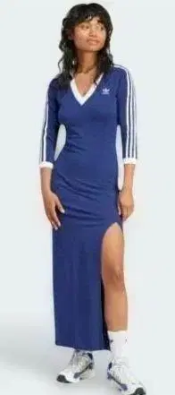 adidas V넥 슬릿 원피스 블랙 L