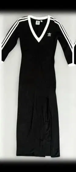 adidas V넥 슬릿 원피스 블랙 L