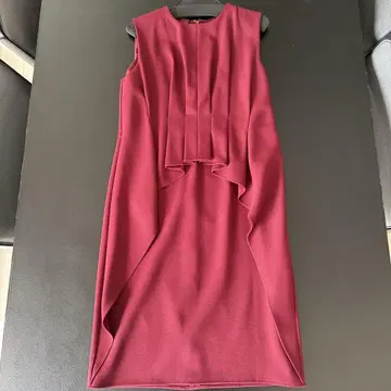 MAITRESSE 버건디 드레이프 슬리브리스 드레스