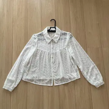 ZARA 화이트 레이스 셔츠 자수 S