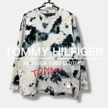 90s TOMMY HILFIGER 빅 로고 타이다이 염색 ME14-177