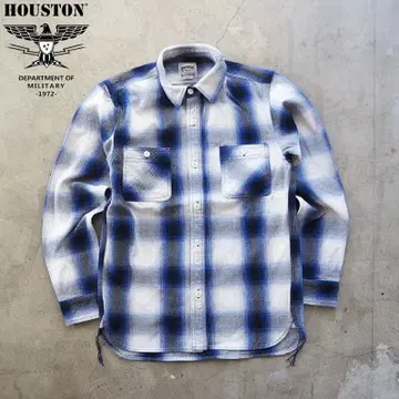 미사용 새상품*HOUSTON 휴스턴 체크 셔츠 긴팔 셔츠 블루 M