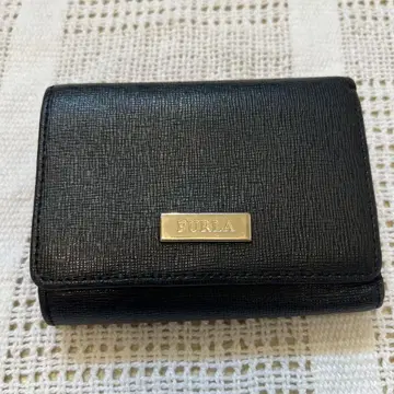 FURLA 블랙 가죽 3단 폴더형 지갑