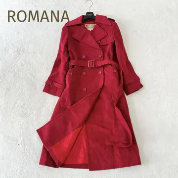 ROMANA 스웨이드 롱 코트 벨트 포함 빨간색 레드 사이즈 M