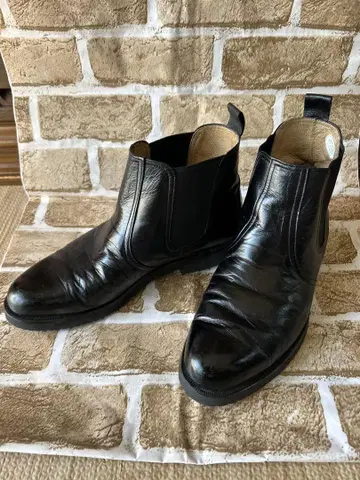 NEW Yorkker 블랙 레더 사이드 고어 숏부츠