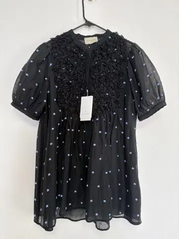 UNITED ARROWS 2톤 도트 자카드 블라우스 블랙