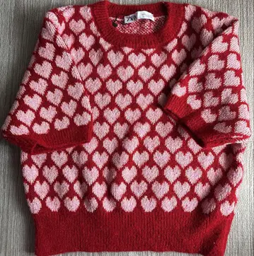 ZARA 자라 자카드 니트 스웨터 하트 미사용 새상품 택 포함