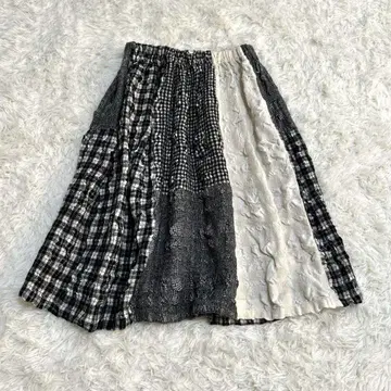내추럴 랜드리 패치워크 울 플레어 스커트 롱 스커트