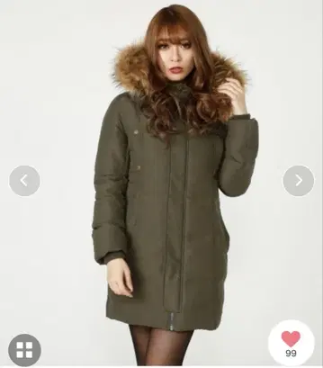 rienda 후드 부착 모즈 코트 카키