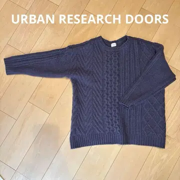URBAN RESEARCH DOORS 케이블 니트 스웨터 짙은 보라색