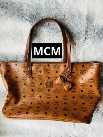 MCM 로고 프린트 토트백 브라운
