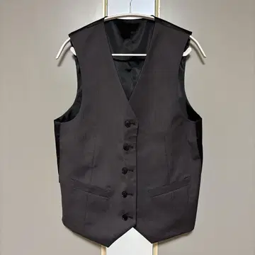 리버서블 베스트 블랙 x 차콜 그레이 태즈매니아 울 MAJI 슬림 S
