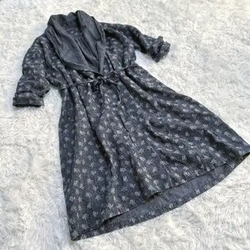 네스트로브 카슈쿨 울 2way 린넨 롱 원피스 꽃무늬 그레이