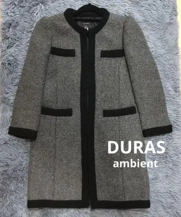 [ DURAS ambient ] 그레이 x 블랙 롱 코트 트위드