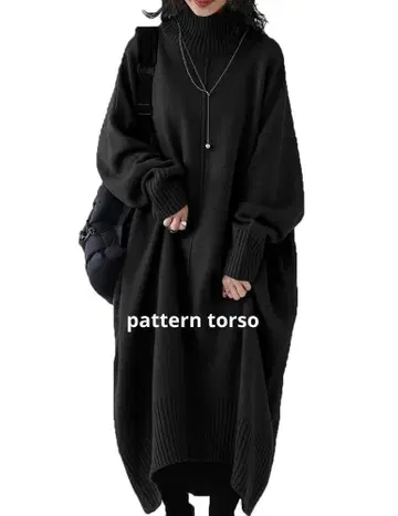 W10 pattern torso 안티카 하이넥 니트 원피스