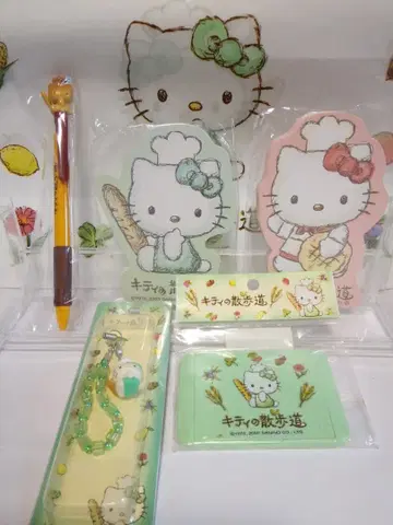 미사용 헬로키티 키티의 산책길 여러가지 6개 세트 헤이세이 레트로