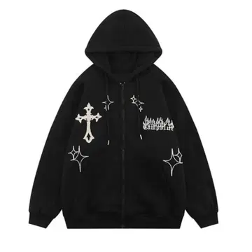 HOOK 크로스 장식 지퍼 후드티 XL