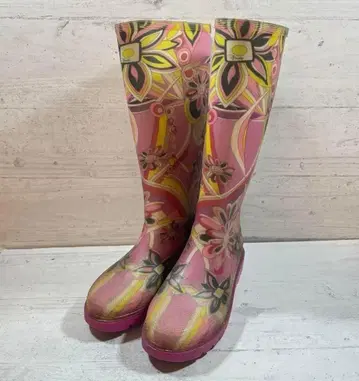 에밀리오 푸치 EMILIO PUCCI 레인부츠 장화 핑크 꽃 36