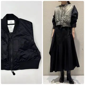 23aw 고품질 HYKE TYPE MA-1 크롭 탑 블랙 계열
