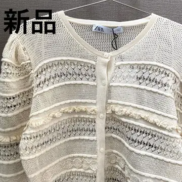 자라 ZARA 레이스 시스루 니트 가디건 썸머 니트 긴팔 M