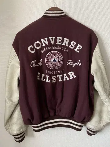 CONVERSE 바시티 자켓 버건디 M